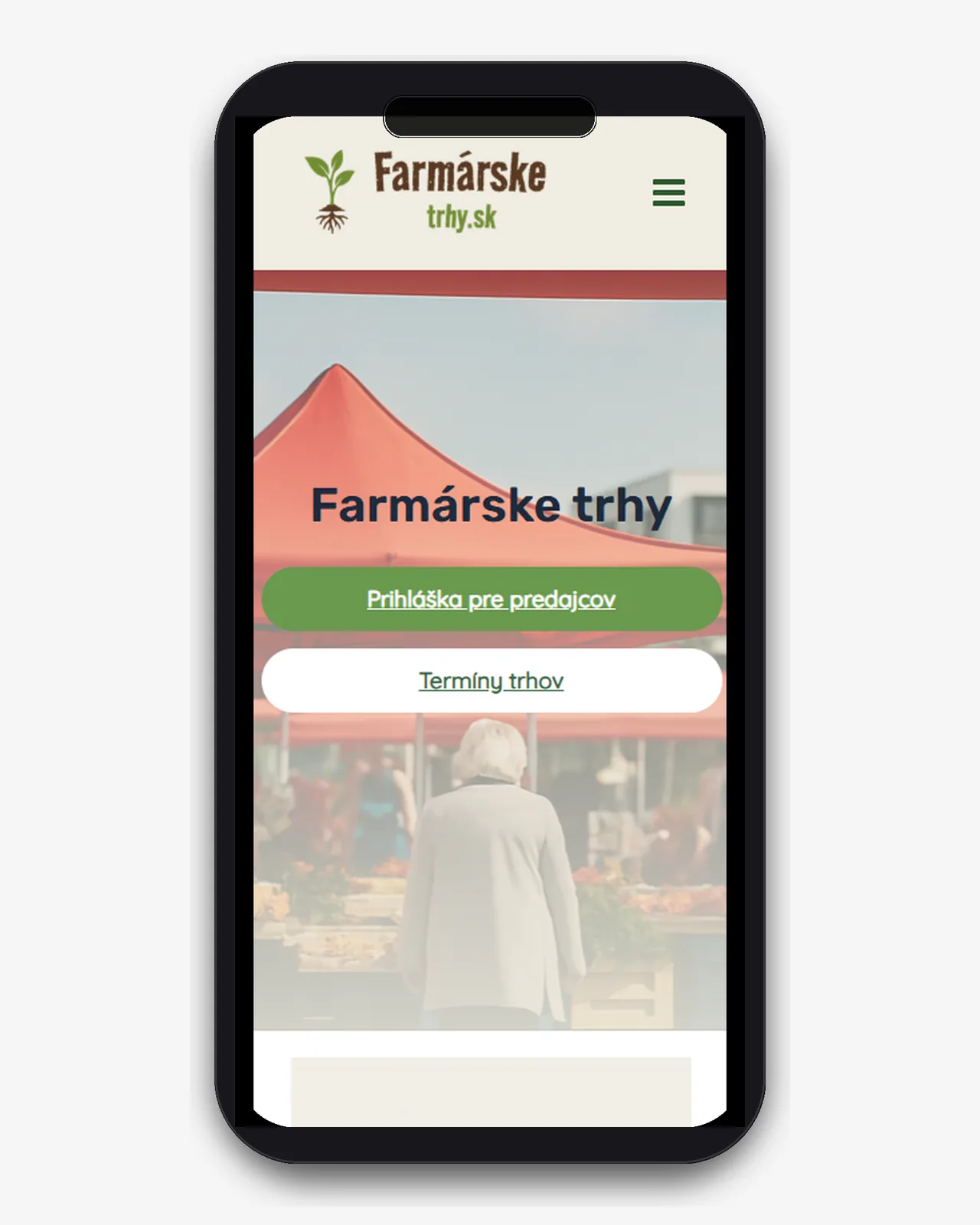 Mobilný web Farmárske trhy