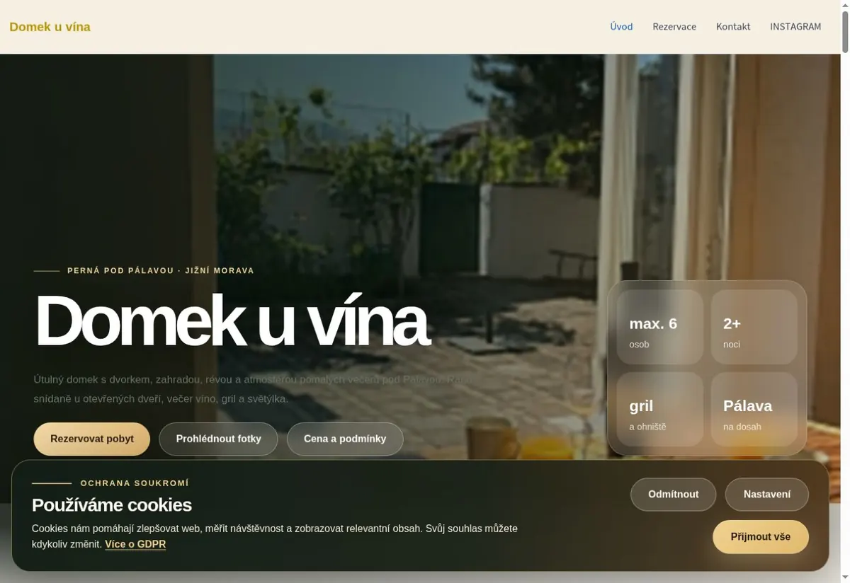Web Domek u vína